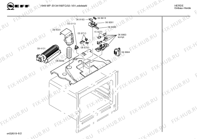 Схема №3 B1341N0FG 1949 MP с изображением Переключатель для плиты (духовки) Bosch 00152782
