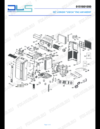 Схема №1 PINGUINO PAC AN 140 EKF с изображением Блок управления для сплит-системы DELONGHI TL2715