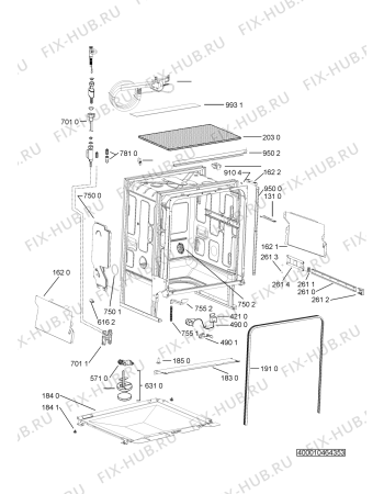 Взрыв-схема посудомоечной машины Whirlpool ADG 9000 FD - Схема узла