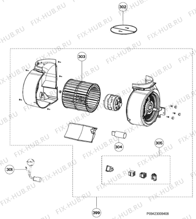 Взрыв-схема вытяжки Aeg X69453MV02 - Схема узла Motor