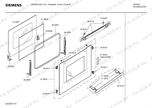 Схема №3 HB38555 с изображением Инструкция по эксплуатации для духового шкафа Siemens 00582450