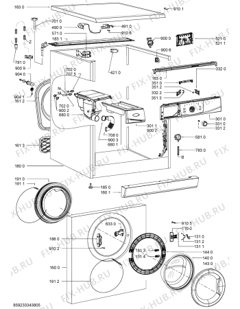 Схема №1 AWO/D 41100 с изображением Обшивка для стиральной машины Whirlpool 481010437971