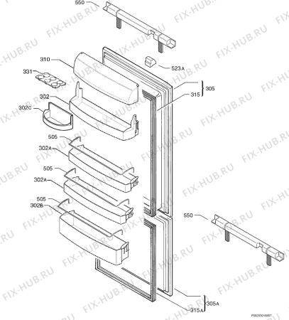 Взрыв-схема холодильника Juno Electrolux JCG94180 - Схема узла Door 003