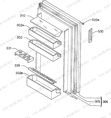 Взрыв-схема холодильника Faure FRA838W - Схема узла Door 003