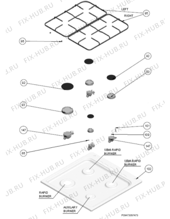 Взрыв-схема плиты (духовки) Faure FCG660MWC - Схема узла Section 4