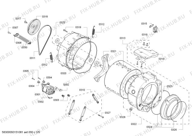 Схема №1 3TS83120X TS8312X 8kg с изображением Корпус для стиралки Bosch 00248880
