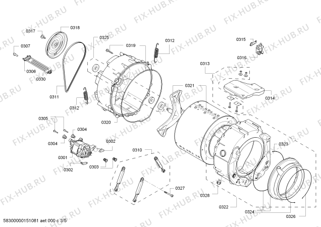 Схема №1 WAP20360EE Bosch Maxx 8 с изображением Силовой модуль для стиралки Siemens 00703608