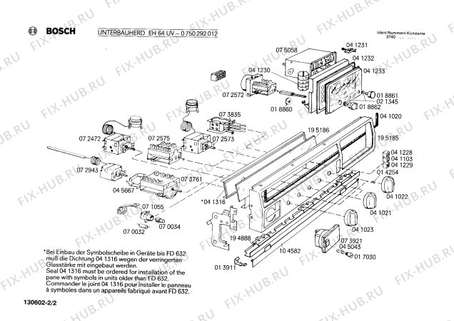 Взрыв-схема плиты (духовки) Bosch 0750292012 EH64UV - Схема узла 02