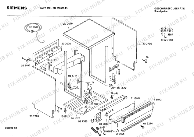 Схема №4 SN152045 с изображением Панель для посудомойки Siemens 00117681