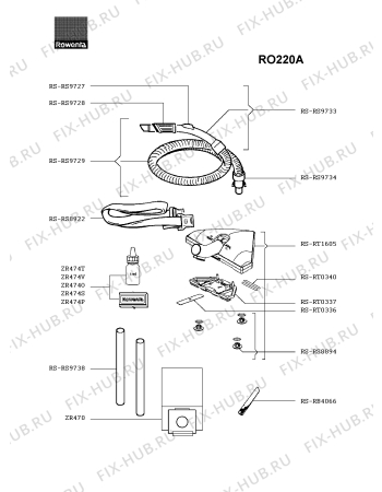 Схема №1 RO220A с изображением Щетка (насадка) для электропылесоса Rowenta RS-RT1605