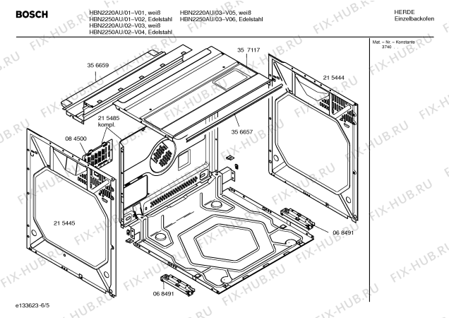Схема №3 HBN2250AU с изображением Инструкция по эксплуатации для плиты (духовки) Bosch 00527420