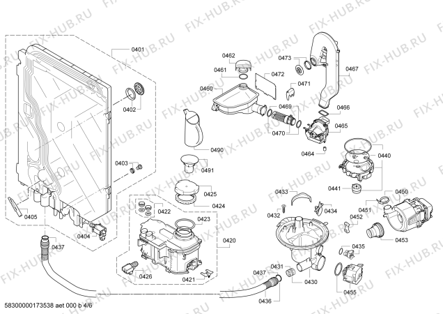 Взрыв-схема посудомоечной машины Bosch SMV54M60EU, SuperSilence - Схема узла 04