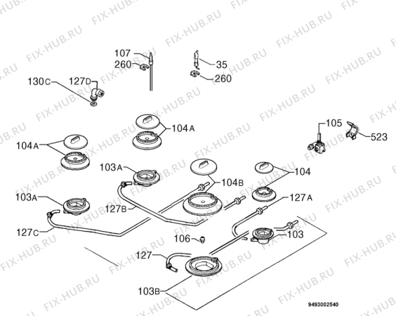 Взрыв-схема плиты (духовки) Zanussi ZGL63ITCX - Схема узла Functional parts 267