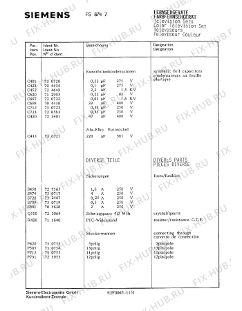 Схема №5 FC8822 с изображением Интегрированный контур для телевизора Siemens 00730945