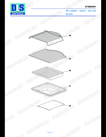 Схема №1 DO1280S с изображением Часть корпуса для плиты (духовки) DELONGHI 7118106400
