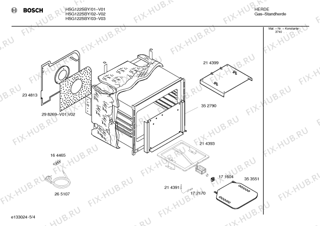 Схема №4 HSV142SBY с изображением Трубка горелки для плиты (духовки) Bosch 00355178