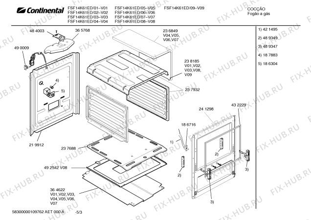 Взрыв-схема плиты (духовки) Continental FSF14K61ED Charme Plus I - Схема узла 03