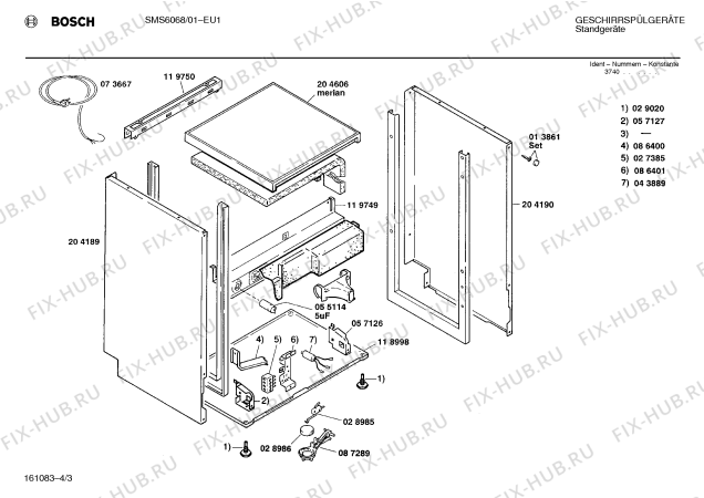 Схема №2 SMS6068RK с изображением Панель для посудомоечной машины Bosch 00273040