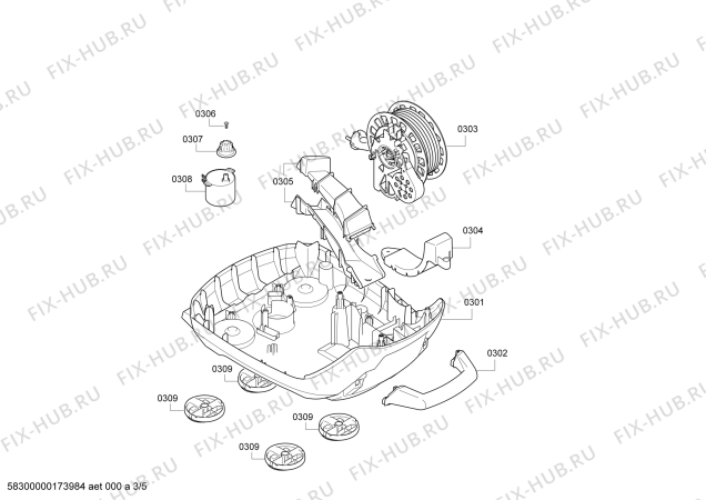 Взрыв-схема пылесоса Bosch BGS51435 Bosch Relaxx'x - Схема узла 03