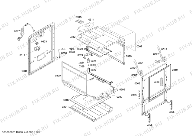 Взрыв-схема плиты (духовки) Bosch HSF43K30EC FLAT LINE 2.1 WHITE FS (CKD) - Схема узла 03