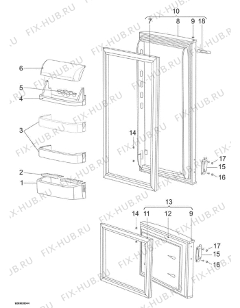 Взрыв-схема холодильника Electrolux ERB35098W - Схема узла Door 003