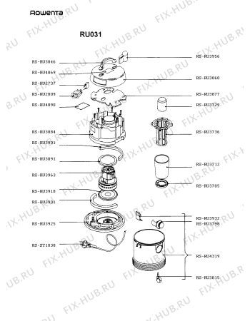 Взрыв-схема пылесоса Rowenta RU031 - Схема узла RU031___.BE1