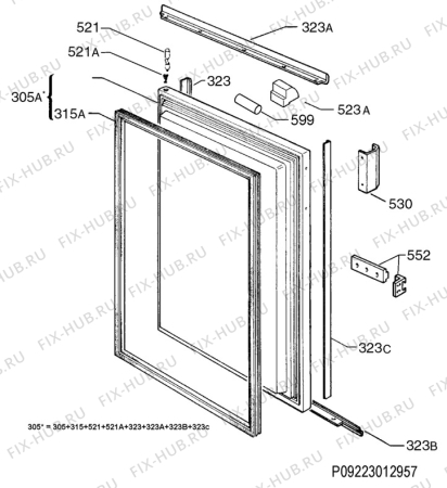 Взрыв-схема холодильника Rex Electrolux CP1201 - Схема узла Door 003