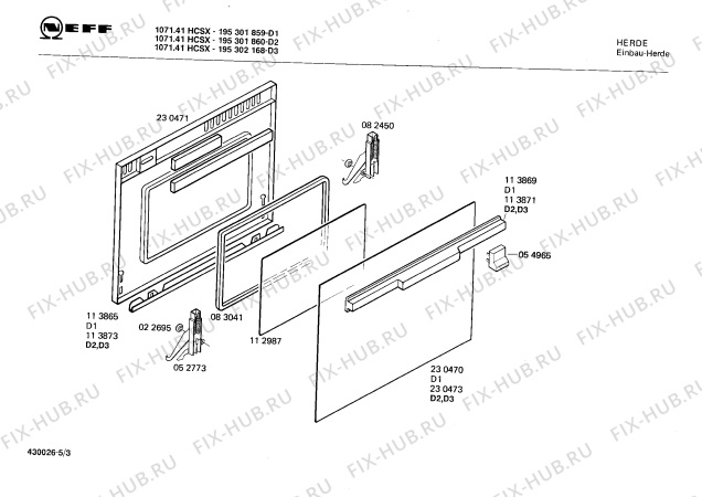 Схема №3 195301860 1071.41HCSX с изображением Ручка для плиты (духовки) Bosch 00027101