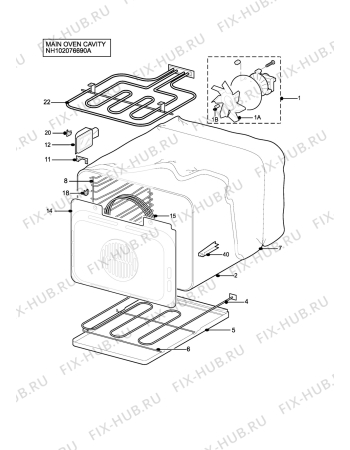 Взрыв-схема плиты (духовки) John Lewis JLBIDO906 - Схема узла H10 Main Oven Cavity (large)
