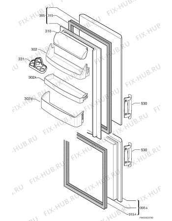 Взрыв-схема холодильника Electrolux ERB3645X - Схема узла Door 003