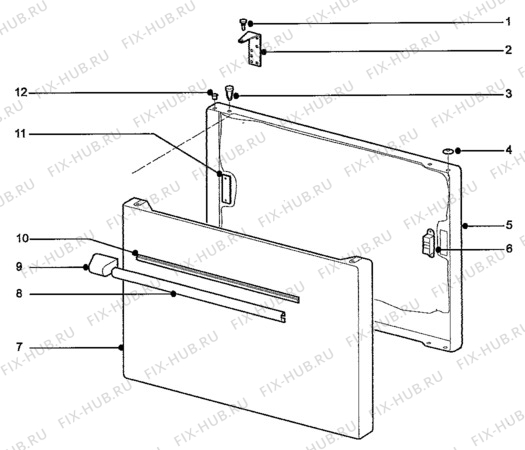 Взрыв-схема плиты (духовки) Tricity Bendix SB410WTS - Схема узла Door, main (large)