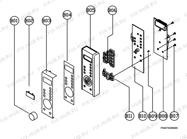 Взрыв-схема микроволновой печи Electrolux EMC3065X - Схема узла Section 4