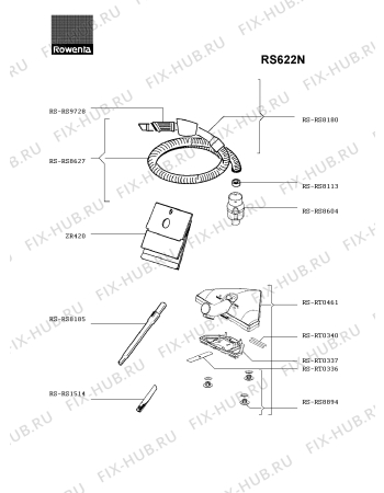 Взрыв-схема пылесоса Rowenta RS622N - Схема узла RS622NDK.__2