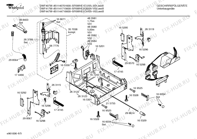 Взрыв-схема посудомоечной машины Whirlpool SF6WHE2GB DWF417W - Схема узла 05