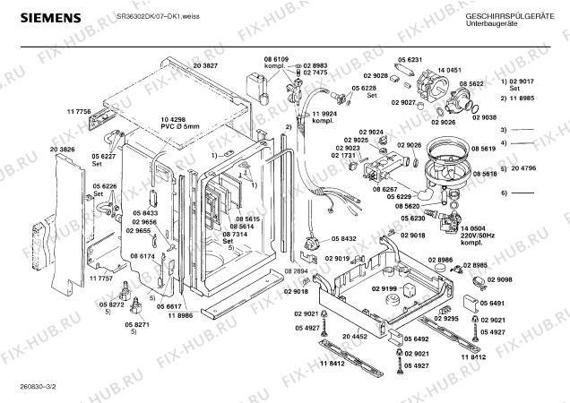 Взрыв-схема посудомоечной машины Siemens SR36302DK - Схема узла 02