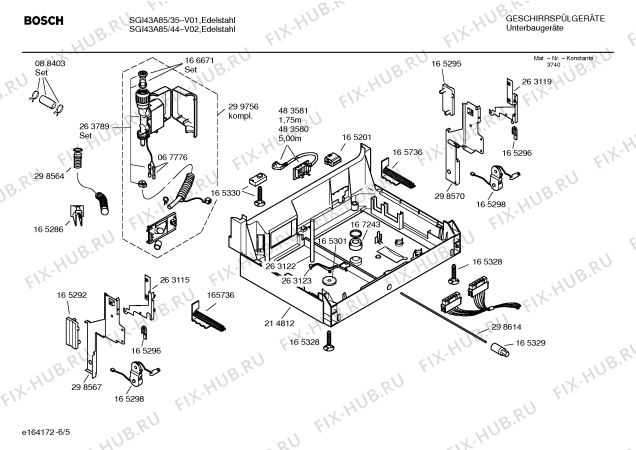 Взрыв-схема посудомоечной машины Bosch SGI43A85 - Схема узла 05