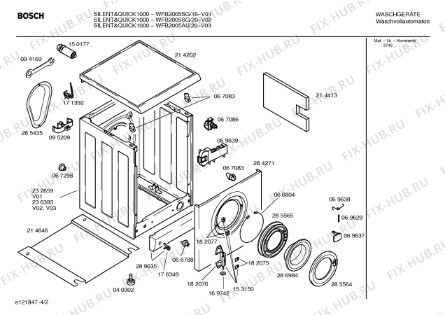 Взрыв-схема стиральной машины Bosch WFB2005SG SILENT & QUICK - Схема узла 02