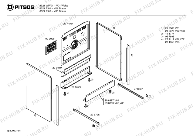 Схема №4 8621P с изображением Панель управления для духового шкафа Bosch 00299732