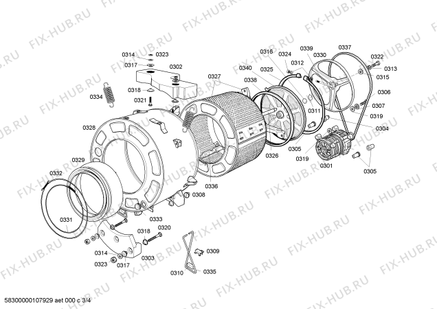 Схема №3 LFA086N10J EVOLUTION 4 PR с изображением Мотор для стиралки Bosch 00438055