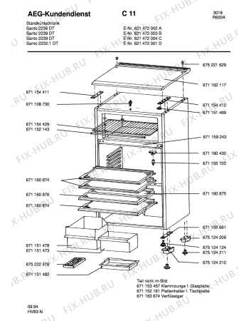Взрыв-схема холодильника Aeg S2239 DT - Схема узла Housing 001