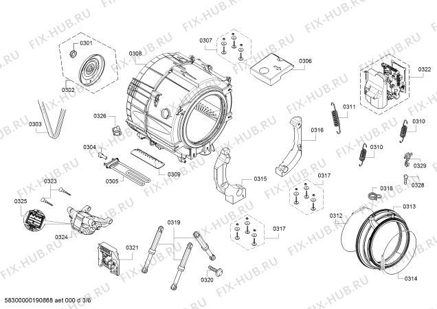 Взрыв-схема стиральной машины Bosch WAT28690 - Схема узла 03