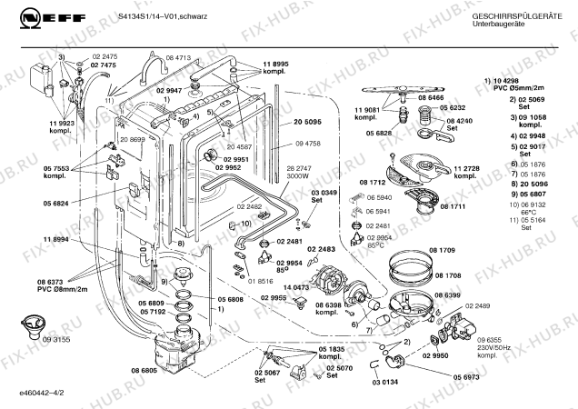 Взрыв-схема посудомоечной машины Neff S4134S1 - Схема узла 02