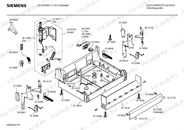 Взрыв-схема посудомоечной машины Siemens SE25A090 - Схема узла 05
