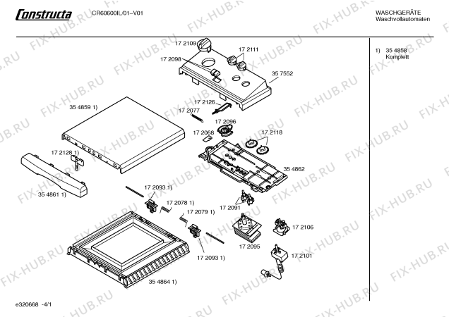 Схема №3 CR60810IL CONSTRUCTA CR6081 с изображением Кнопка для стиралки Bosch 00172098