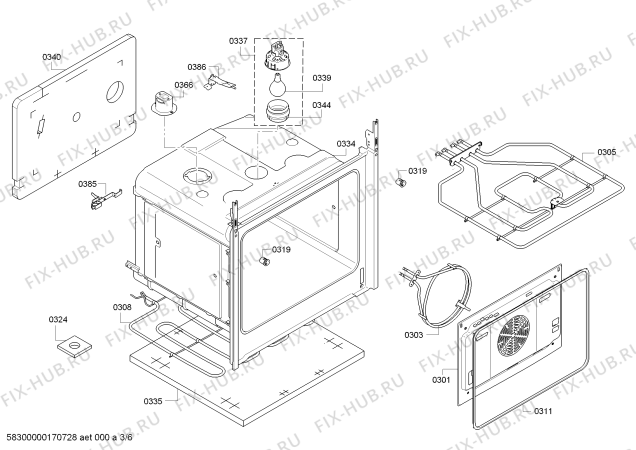 Взрыв-схема плиты (духовки) Bosch HBA24U251 - Схема узла 03