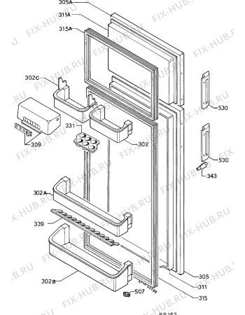 Взрыв-схема холодильника Zoppas PTD32W - Схема узла Door 003