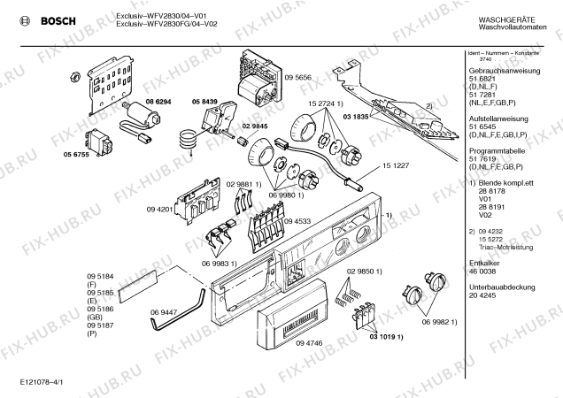 Схема №2 WFV2830 EXCLUSIV WFV2830 с изображением Панель управления для стиральной машины Bosch 00288178