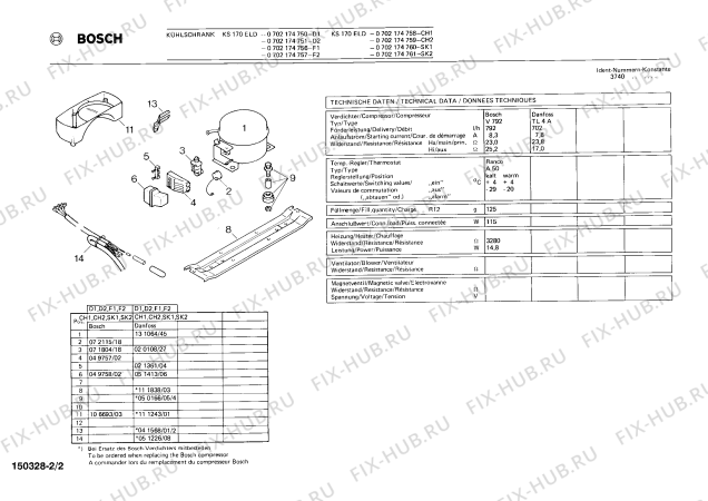 Схема №2 0701164964 KS162TL с изображением Скоба для холодильной камеры Bosch 00121848