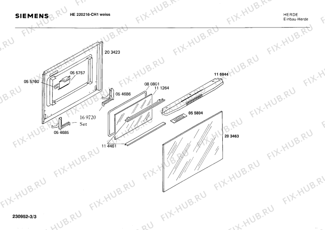 Взрыв-схема плиты (духовки) Siemens HE220216 - Схема узла 03