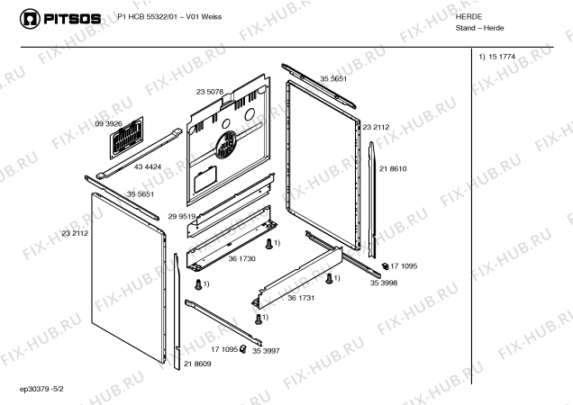 Схема №4 HSN280BEU с изображением Кронштейн для духового шкафа Bosch 00171111